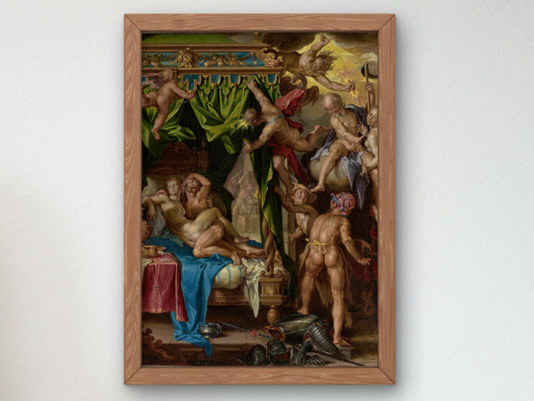 Mars and Venus Surprised by Vulcan by Joachim Wtewael 1604, Wall Art Print, Fine Art Reproduction, Museum Quality Decor, Poster