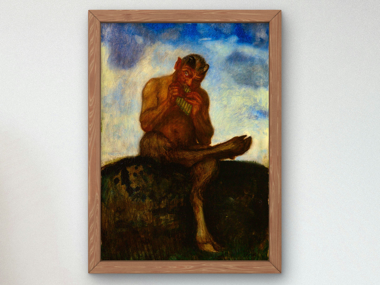 Seated Pan with Flute by Franz von Stuck 1895, Wall Art Print, Fine Art Reproduction, Museum Quality Decor, Poster