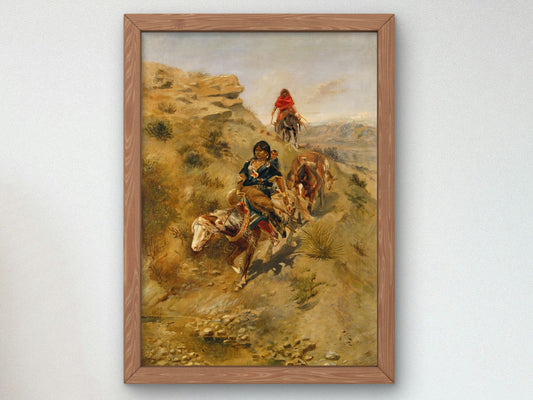 Bringing Home the Meat by Charles Marion Russell 1891, Wall Art Print, Fine Art Reproduction, Museum Quality Decor, Poster