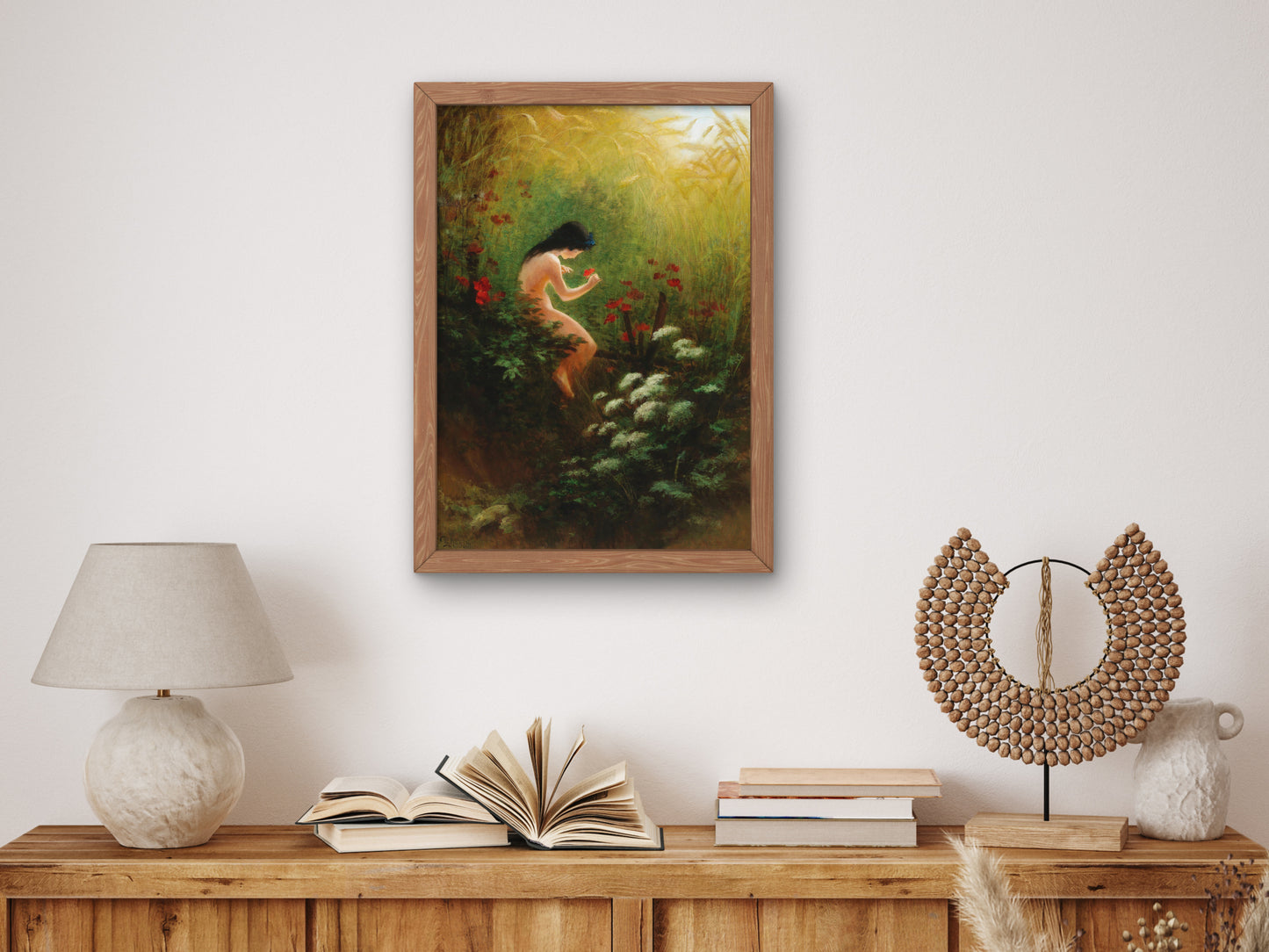 Girl with a Flower by Karl Wilhelm Diefenbach, Wall Art Print, Fine Art Reproduction, Museum Quality Decor, Poster