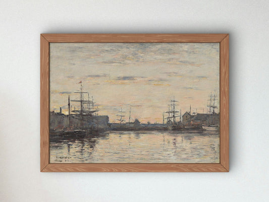 Fécamp The Inner Harbor by Eugène Boudin 1883, Wall Art Print, Fine Art Reproduction, Museum Quality Decor, Poster