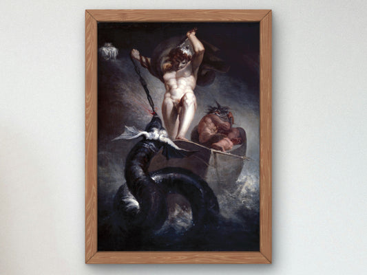 Thor Battering the Midgard Serpent by Johann Heinrich Füssli 1790, Wall Art Print, Fine Art Reproduction, Museum Quality Decor, Poster
