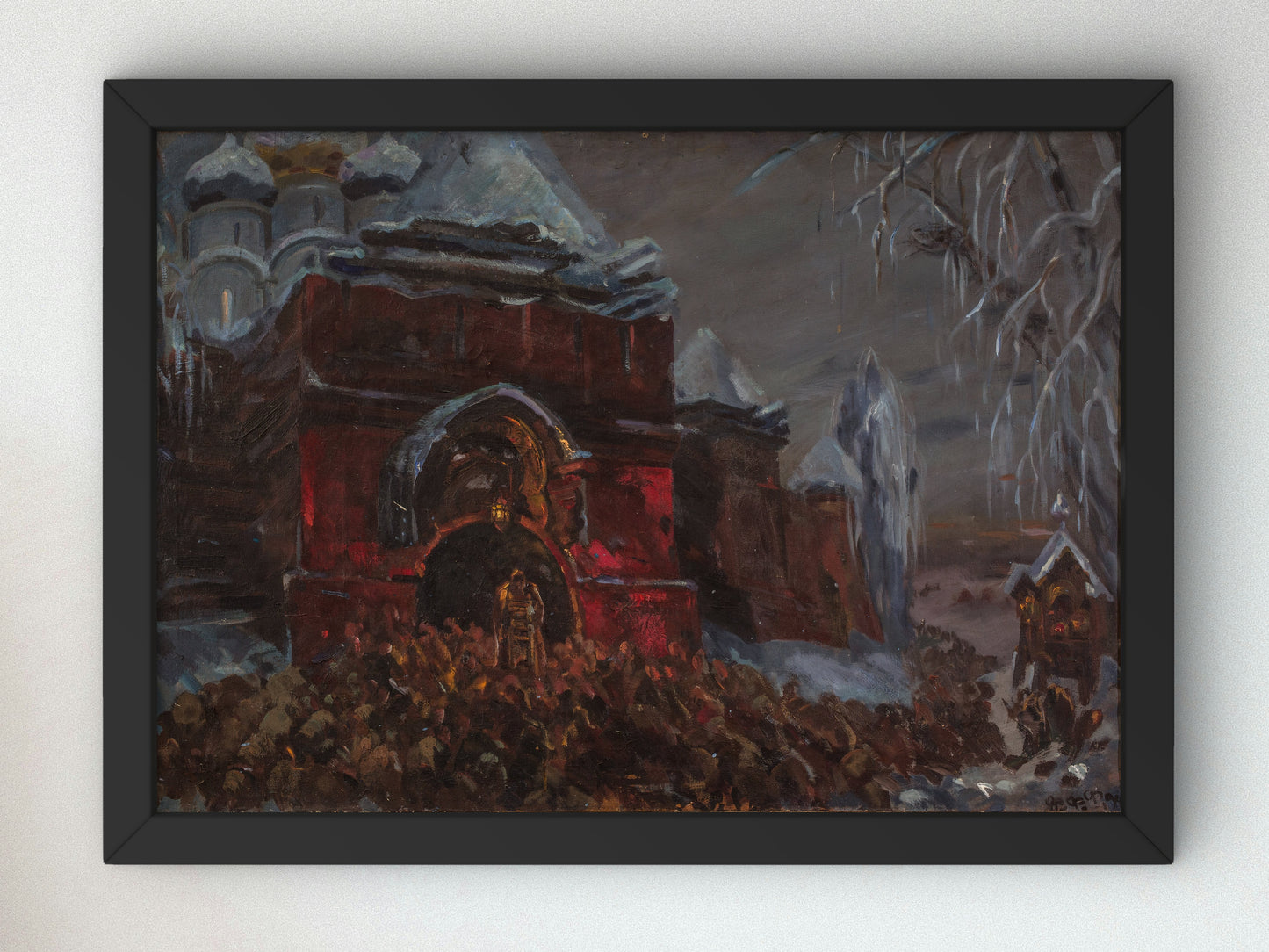 Novodevichy Cemetery Sketch for Boris Godunov by Fyodor Fyodorovsky 1946, Wall Art Print, Fine Art Reproduction, Museum Quality Decor