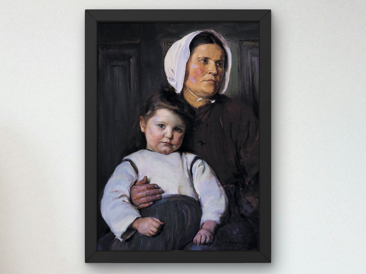 Normandy Peasant Woman and Her Child by Elizabeth Nourse 1900, Wall Art Print, Fine Art Reproduction, Museum Quality Decor, Poster