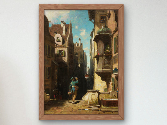 The Postman by Carl Spitzweg 1860, Wall Art Print, Fine Art Reproduction, Museum Quality Decor, Poster