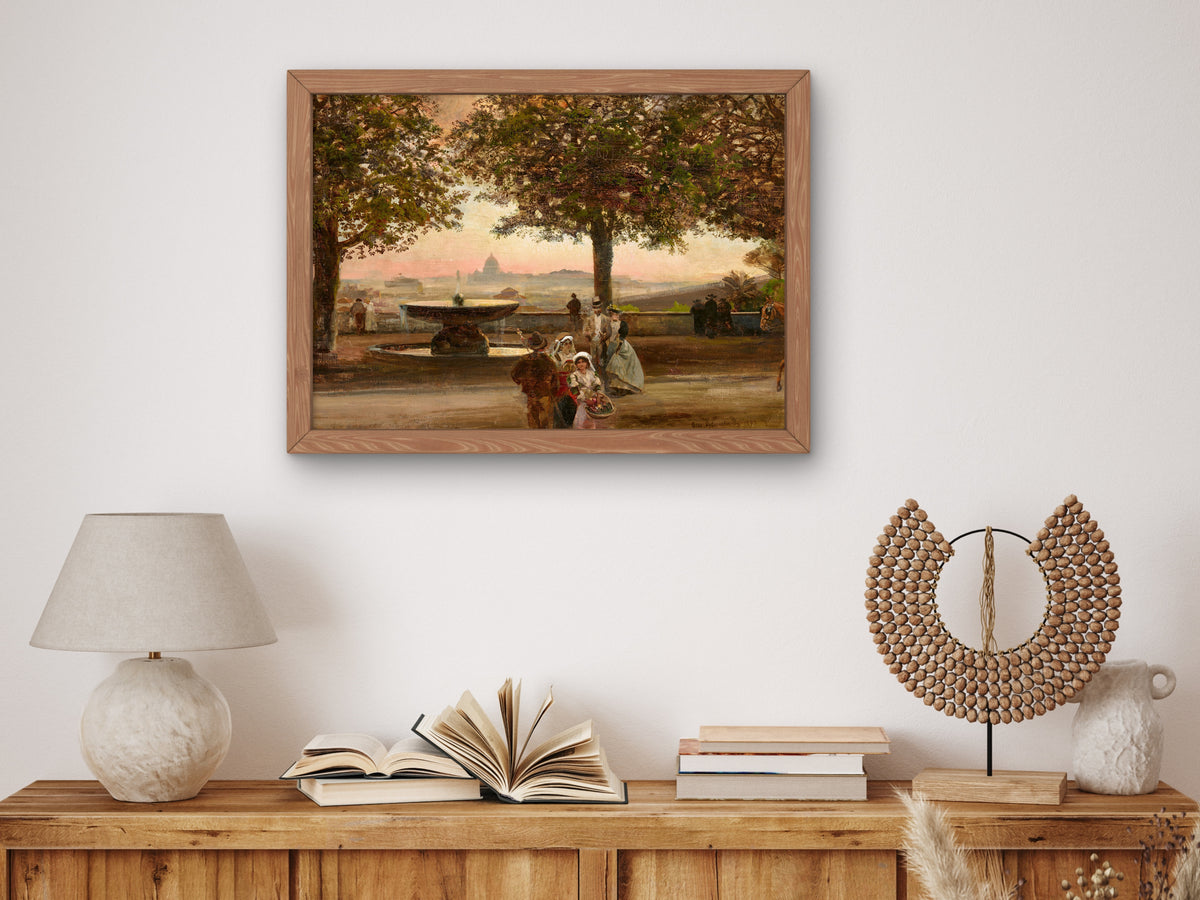 View of Rome from the Villa Medici by Oswald Achenbach 1893, Wall Art Print, Fine Art Reproduction, Museum Quality Decor, Poster