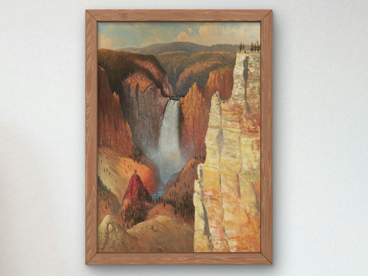 Yellowstone Falls by Cyrenius Hall 1870, Wall Art Print, Fine Art Reproduction, Museum Quality Decor, Poster