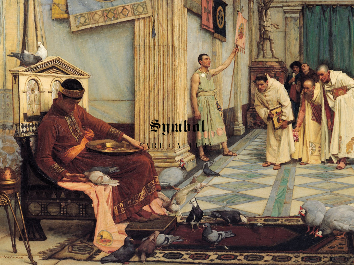 The Favourites of the Emperor Honorius by John William Waterhouse 1875, Wall Art Print, Fine Art Reproduction, Museum Quality Decor, Poster
