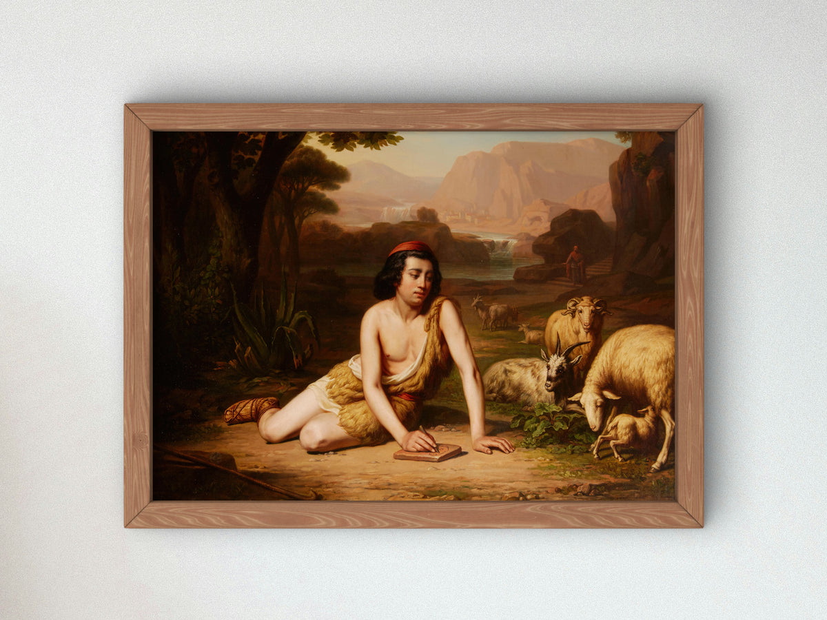 Giotto Drawing from Nature by John William Godward, Wall Art Print, Fine Art Reproduction, Museum Quality Decor, Poster