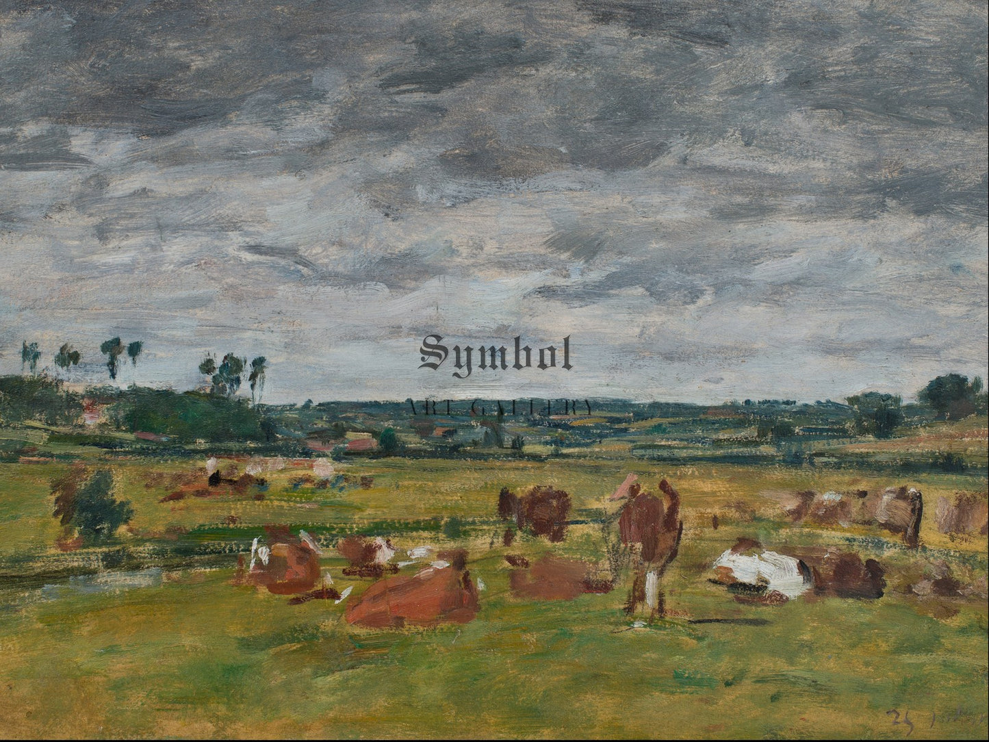 Landscape with Cows by Eugène Boudin 1881, Wall Art Print, Fine Art Reproduction, Museum Quality Decor, Poster
