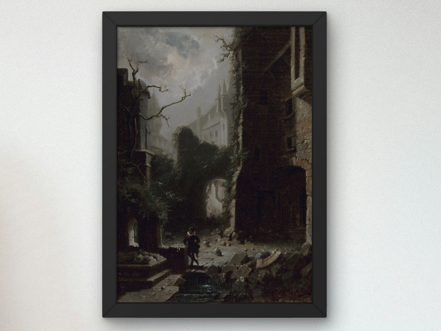 Moonlit Scene with Castle Ruins by Carl Spitzweg, Wall Art Print, Fine Art Reproduction, Museum Quality Decor, Poster