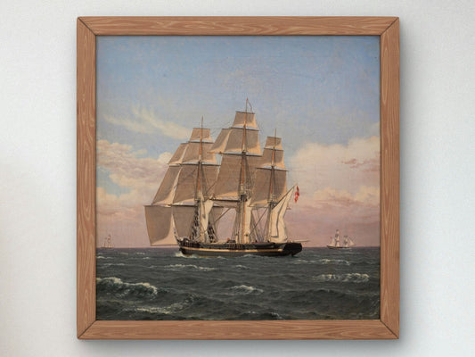 The Corvette Najaden Under Sail by Christoffer Wilhelm Eckersberg 1833, Wall Art Print, Fine Art Reproduction, Museum Quality Decor, Poster