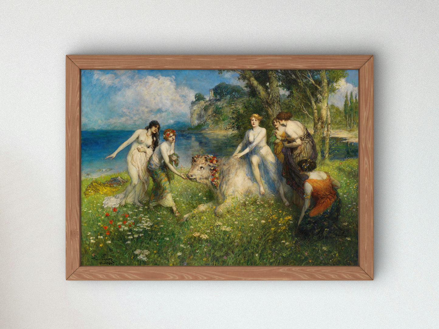Europa on the Bull by Ferdinand Leeke 1910, Wall Art Print, Fine Art Reproduction, Museum Quality Decor, Poster