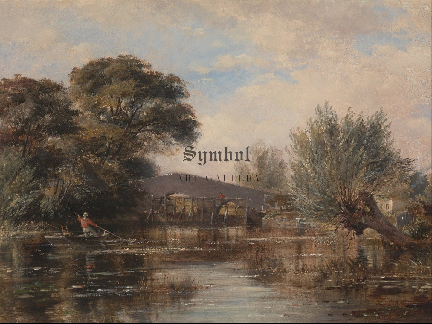 Godstow Bridge near Oxford by Edward William Cooke 1835, Wall Art Print, Fine Art Reproduction, Museum Quality Decor, Poster