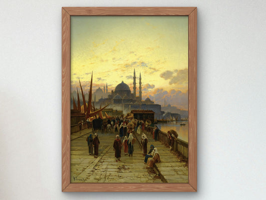 Galata Bridge Constantinople by Hermann David Salomon Corrodi, Wall Art Print, Fine Art Reproduction, Museum Quality Decor, Poster
