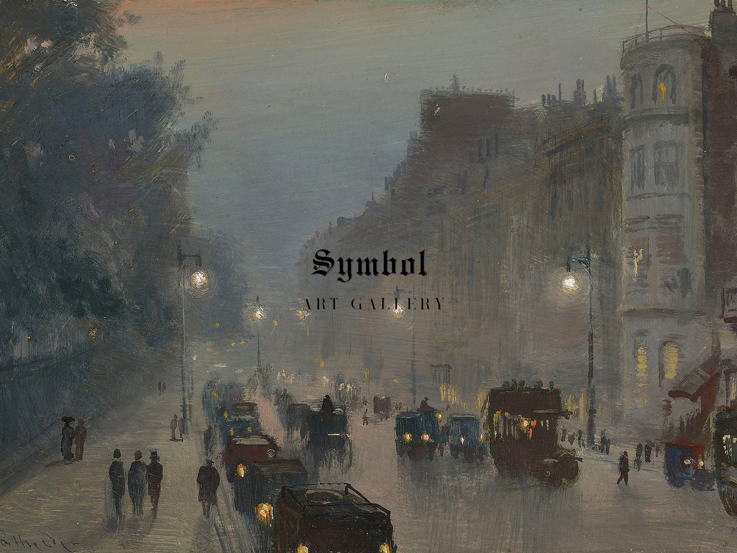 Down Piccadilly by the Green Park by George Hyde Pownall, Wall Art Print, Fine Art Reproduction, Museum Quality Decor, Poster