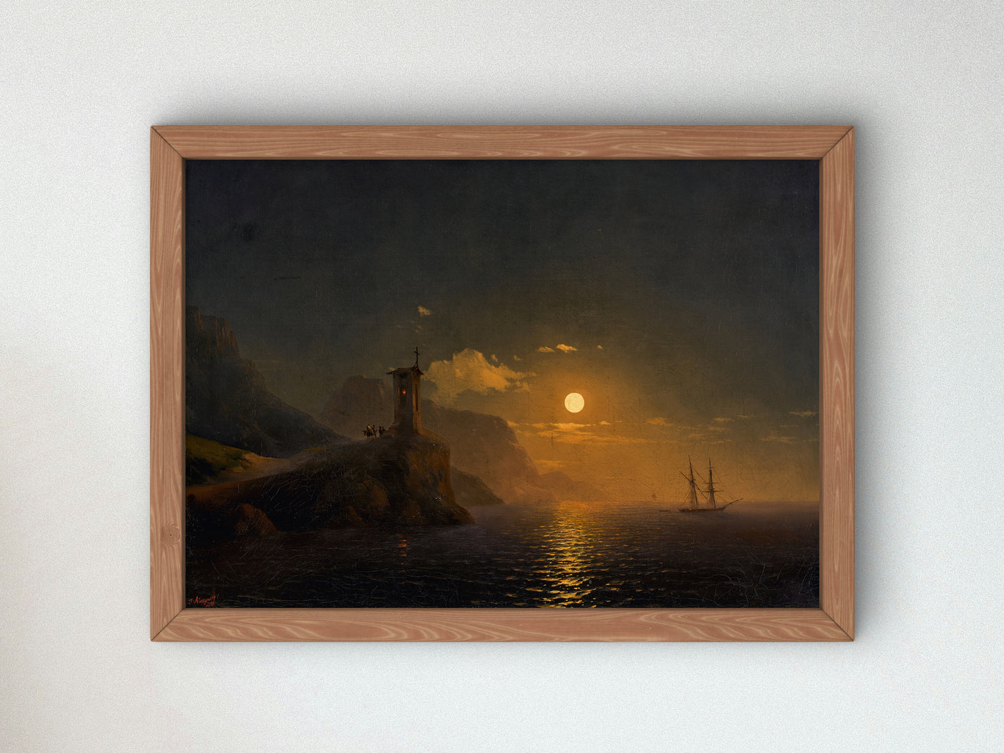 Chapel By the Coast on a Moonlit Night by Ivan Konstantinovich Aivazovsky 1851, Wall Art Print, Fine Art Reproduction, Museum Quality Decor