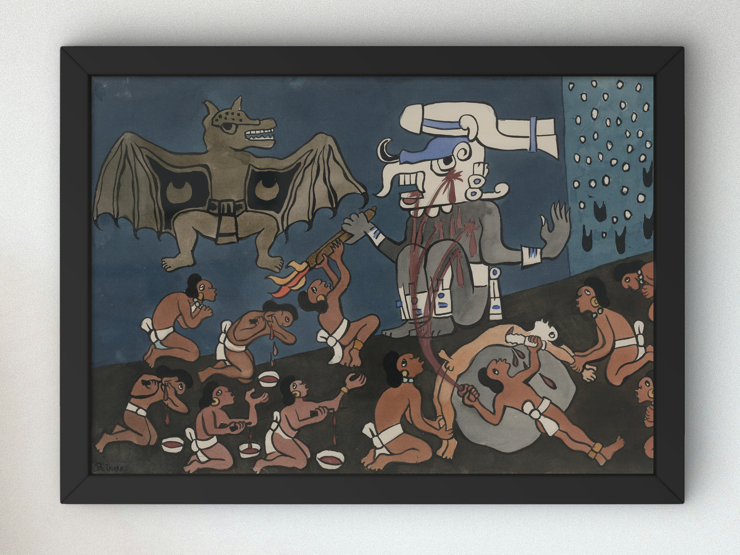 Human Sacrifice before Tohil by Diego Rivera 1931, Wall Art Print, Fine Art Reproduction, Museum Quality Decor, Poster