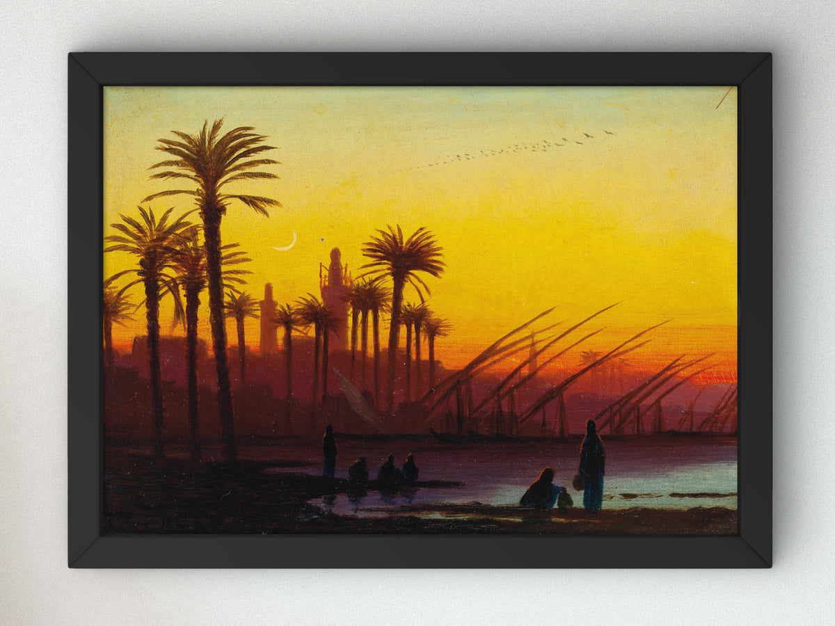 Sunset over the Nile by Charles Théodore Frère, Wall Art Print, Fine Art Reproduction, Museum Quality Decor, Poster