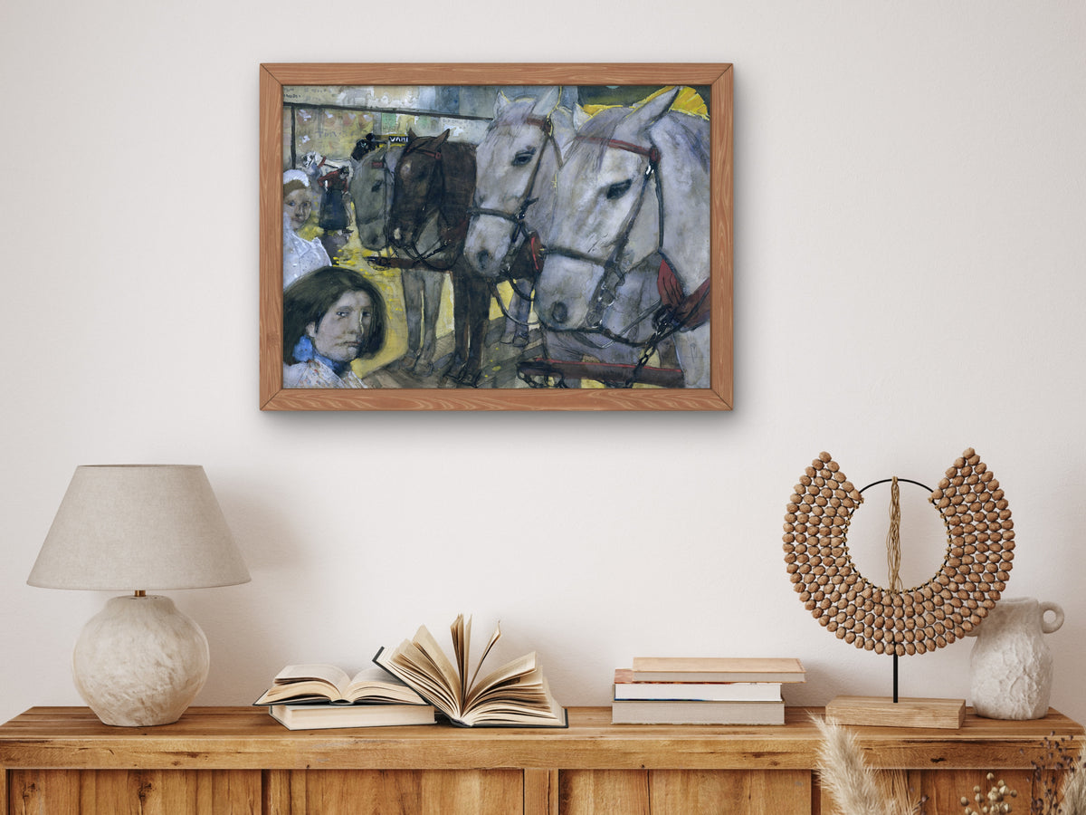 Tram Horses on the Dam in Amsterdam by George Hendrik Breitner 1893, Wall Art Print, Fine Art Reproduction, Museum Quality Decor, Poster