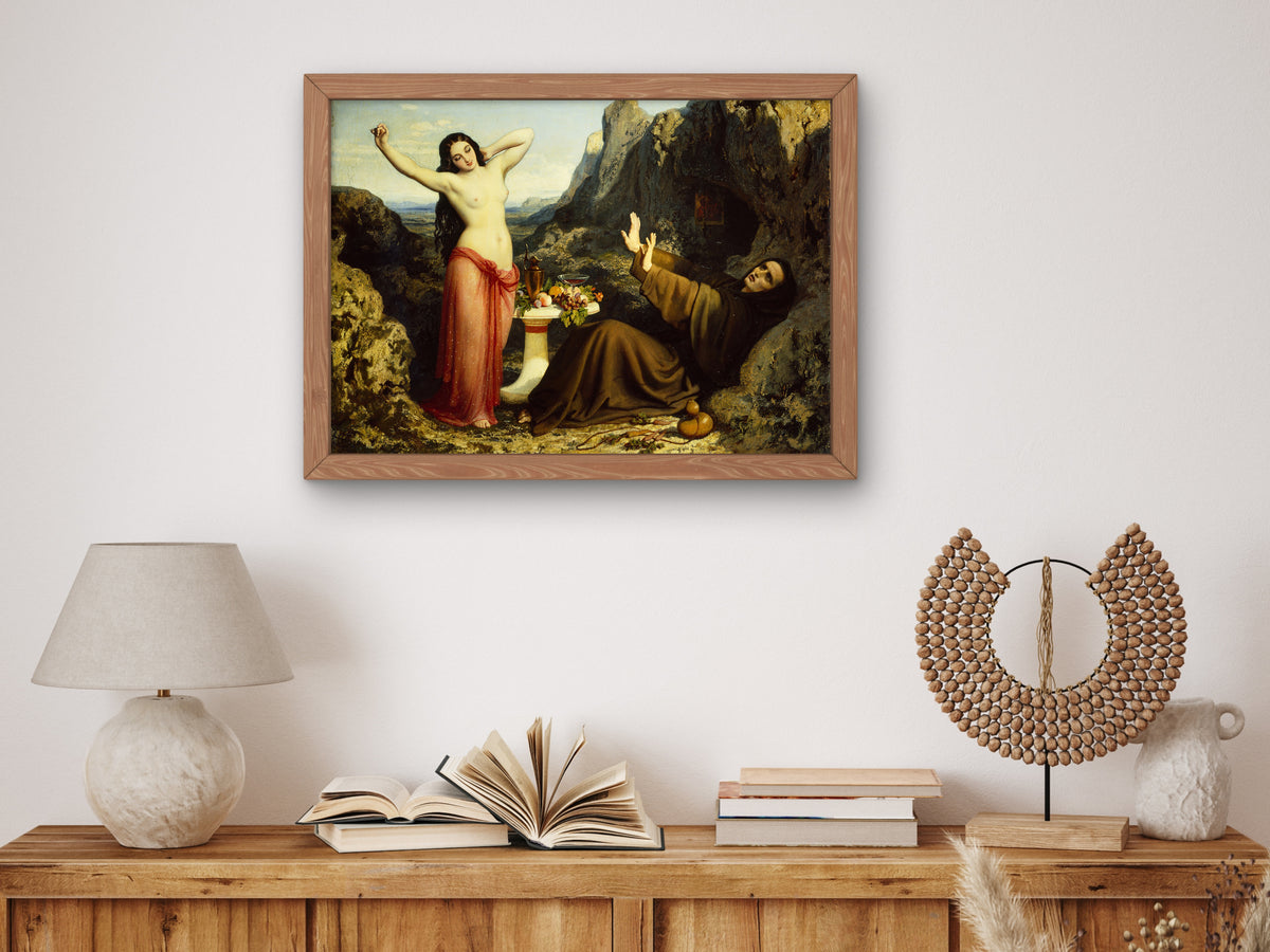 The Temptation of Saint Hilarion by Dominique Louis Papety 1843, Wall Art Print, Fine Art Reproduction, Museum Quality Decor, Poster
