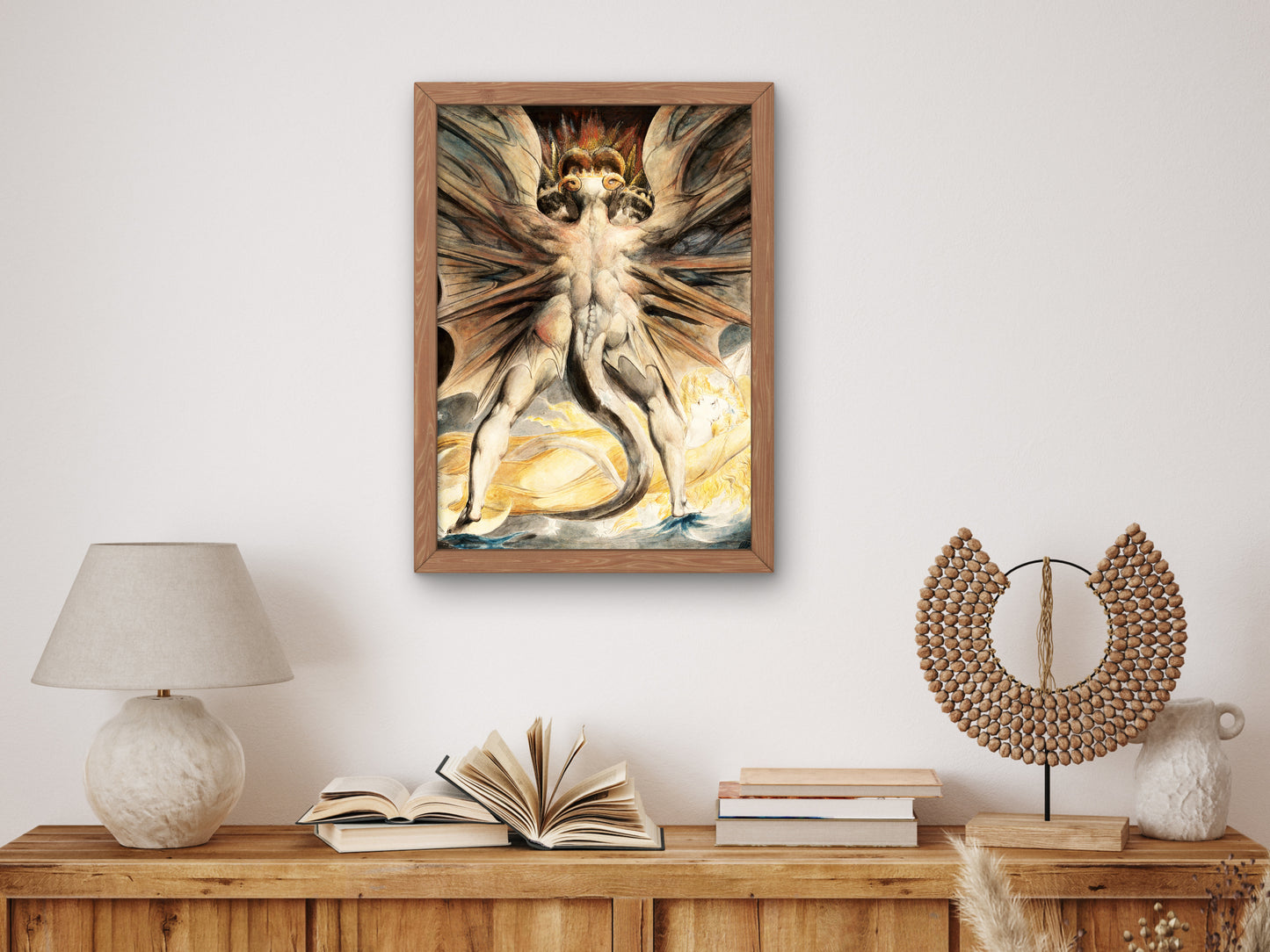 The Great Red Dragon and the Woman Clothed with the Sun by William Blake 1803, Wall Art Print, Fine Art Reproduction, Museum Quality Decor