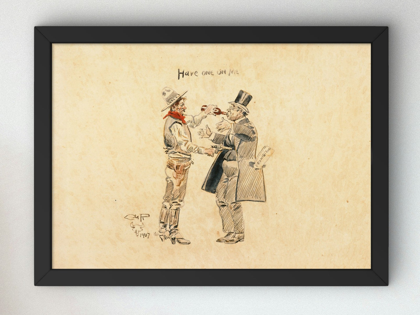 Have One on Me by Charles Marion Russell 1907, Wall Art Print, Fine Art Reproduction, Museum Quality Decor, Poster