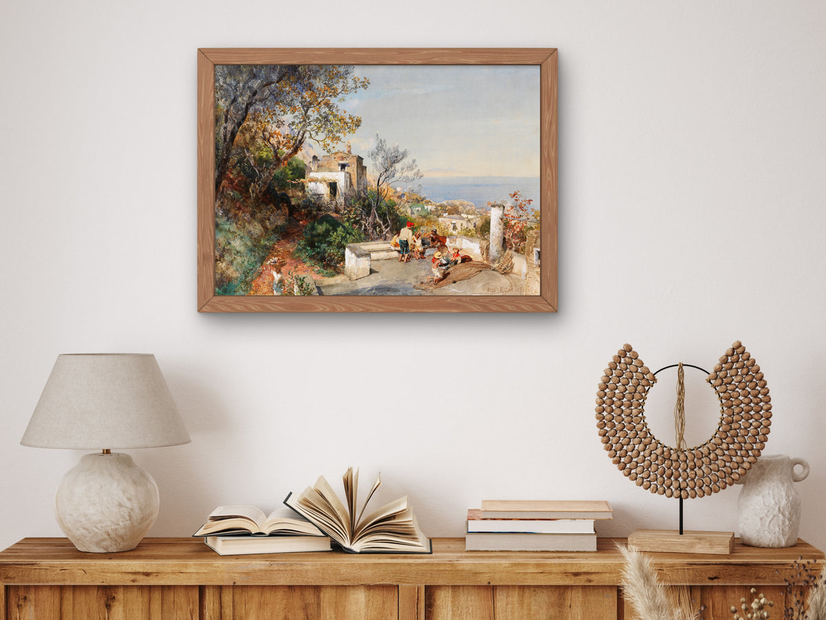 View over the Bay of Naples by Oswald Achenbach 1880, Wall Art Print, Fine Art Reproduction, Museum Quality Decor, Poster