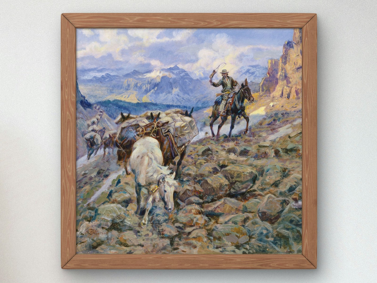 When Mules Wear Diamonds by Charles Marion Russell 1921, Wall Art Print, Fine Art Reproduction, Museum Quality Decor, Poster