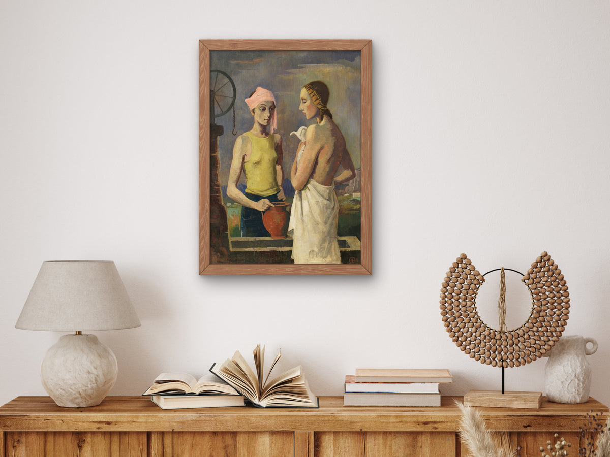 Two Women at the Well by Karl Hofer 1940, Wall Art Print, Fine Art Reproduction, Museum Quality Decor, Poster