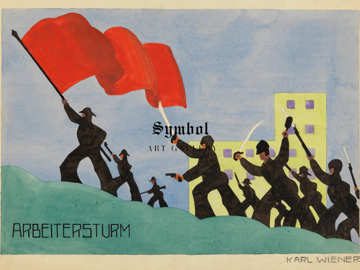 Arbeitersturm by Karl Wiener 1923, Wall Art Print, Fine Art Reproduction, Museum Quality Decor, Poster