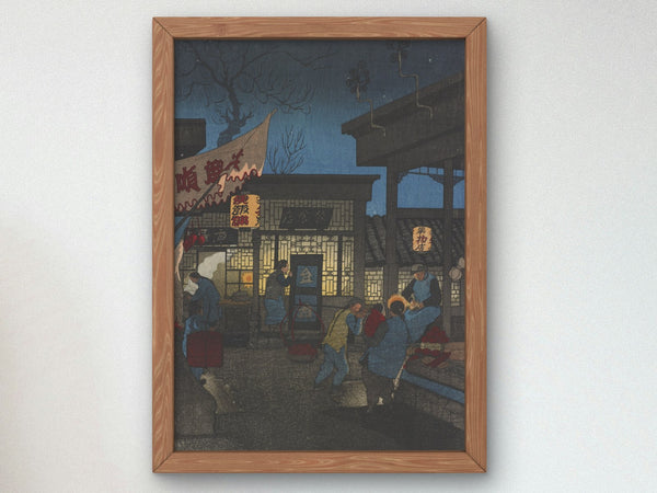 Night Scene Peking by Elizabeth Keith 1922, Wall Art Print, Fine Art Reproduction, Museum Quality Decor, Poster
