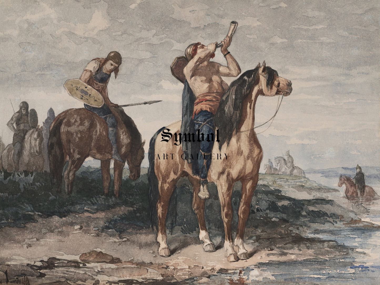 Gallic Horsemen by Évariste Vital Luminais 1870, Wall Art Print, Fine Art Reproduction, Museum Quality Decor, Poster