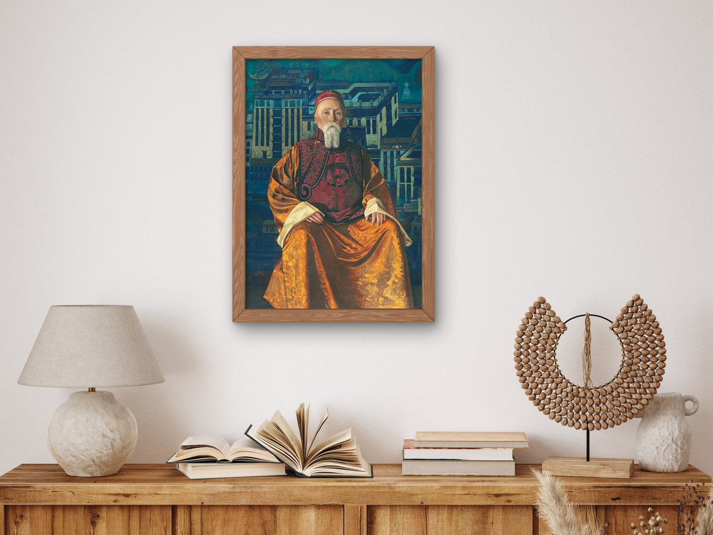Portrait of N.K. Roerich in a Tibetan Robe by Svetoslav Roerich 1933, Wall Art Print, Fine Art Reproduction, Museum Quality Decor, Poster