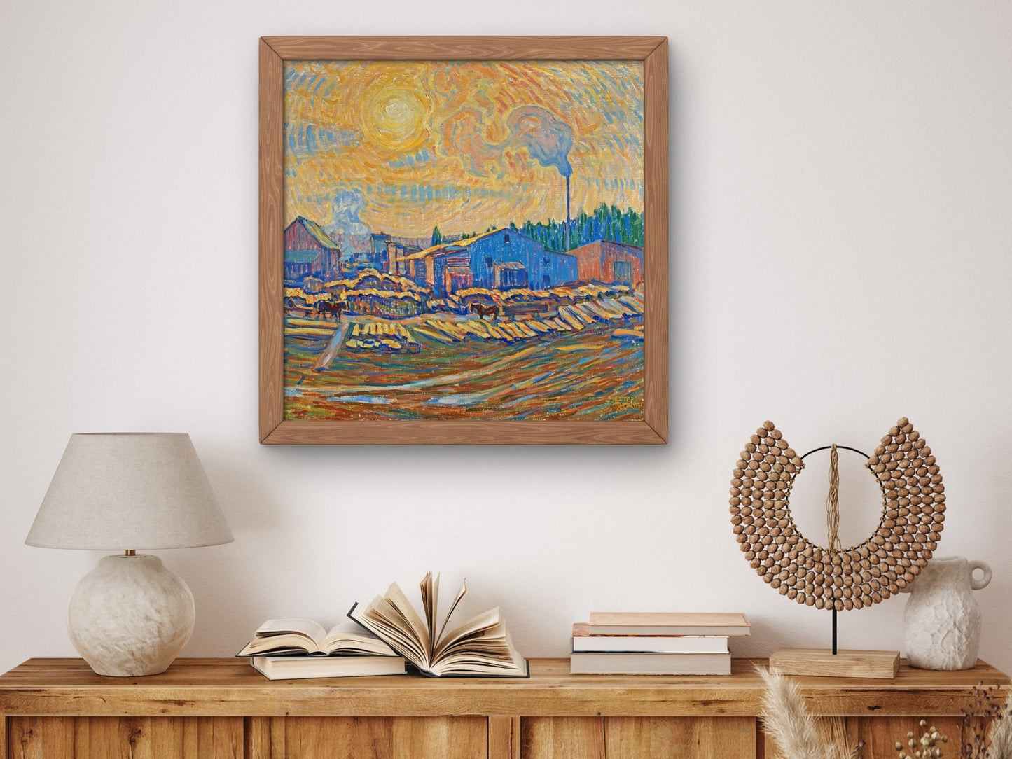 The Sawmill, December sun by Ester Almqvist 1914, Wall Art Print, Fine Art Reproduction, Museum Quality Decor, Poster