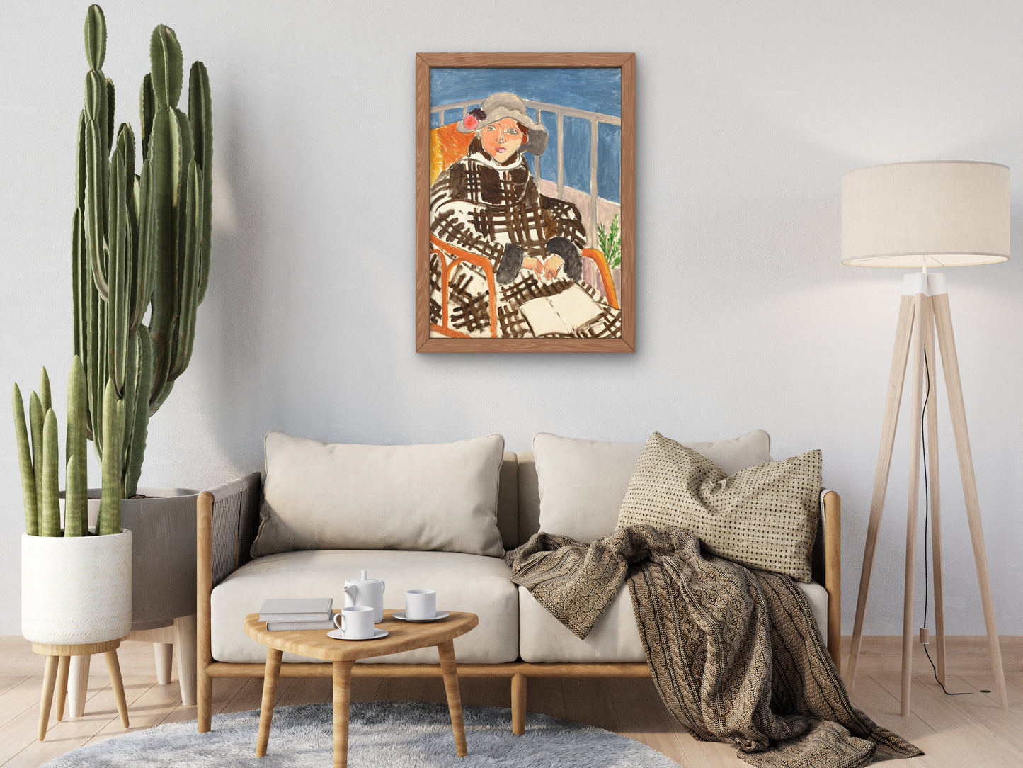 Mademoiselle Matisse in Scottish Coat by Henri Matisse 1918, Wall Art Print, Fine Art Reproduction, Museum Quality Decor, Poster