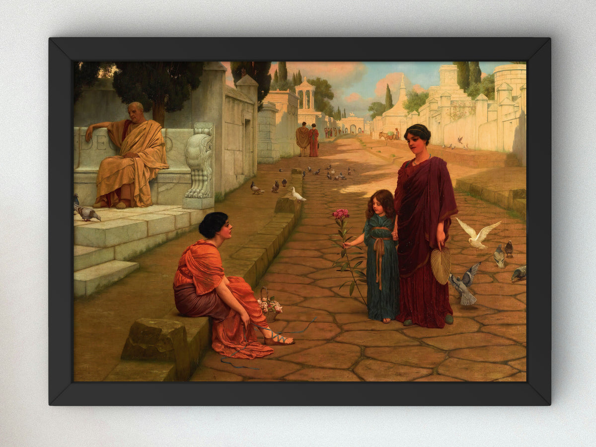 Outside the Gate of Pompeii by John William Godward 1905, Wall Art Print, Fine Art Reproduction, Museum Quality Decor, Poster