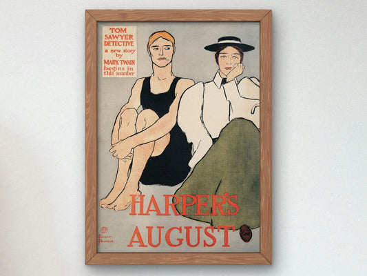 Harper's August Tom Sawyer Detective by Edward Penfield 1896, Wall Art Print, Fine Art Reproduction, Museum Quality Decor, Poster