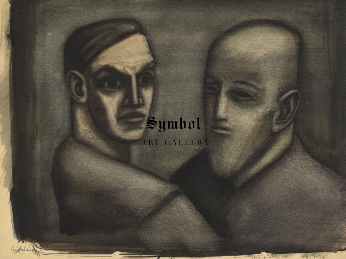 The Young Man and the Old Man by Karl Wiener 1930, Wall Art Print, Fine Art Reproduction, Museum Quality Decor, Poster