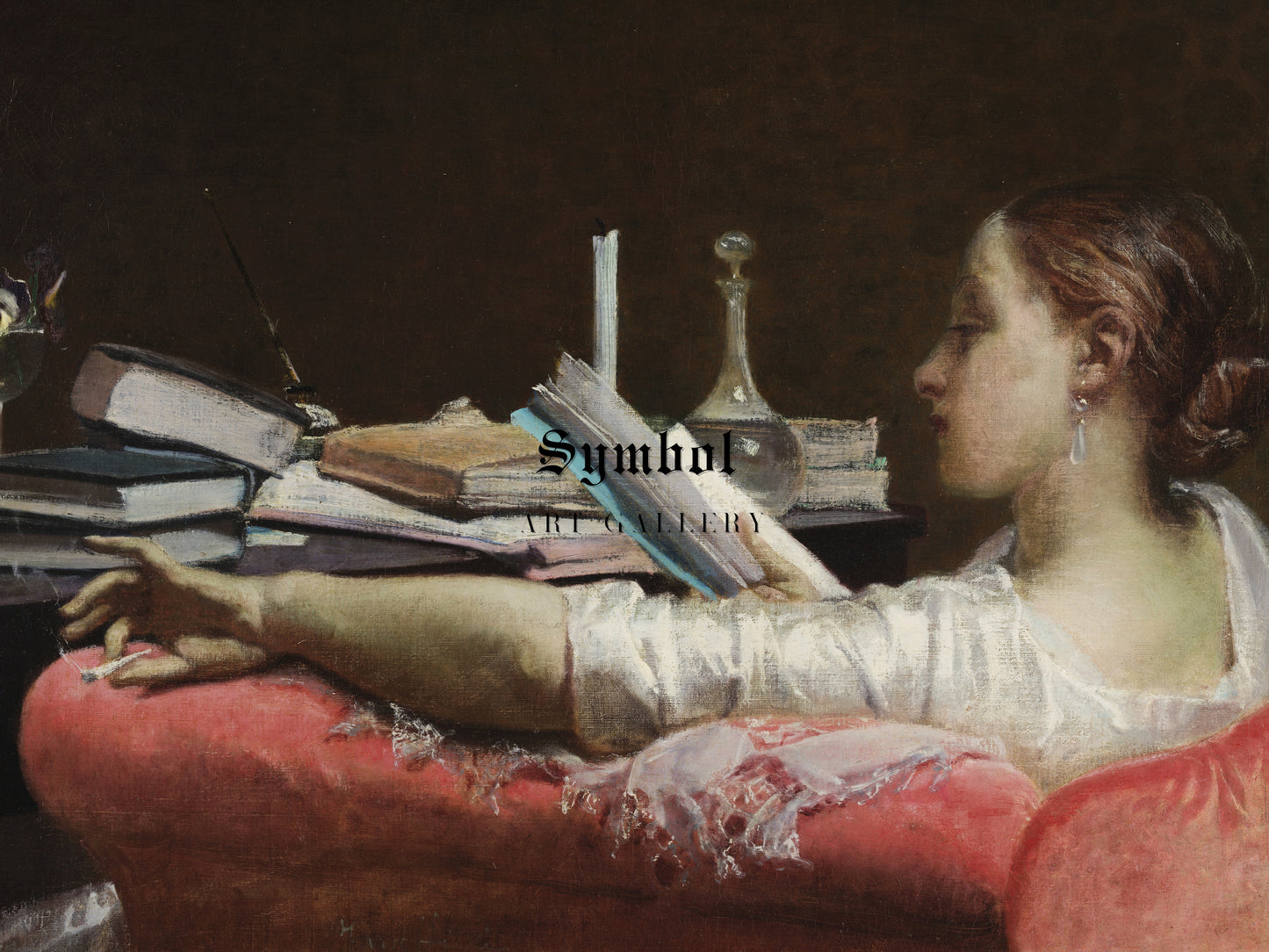 The Reader Clara by Federico Faruffini 1865, Wall Art Print, Fine Art Reproduction, Museum Quality Decor, Poster