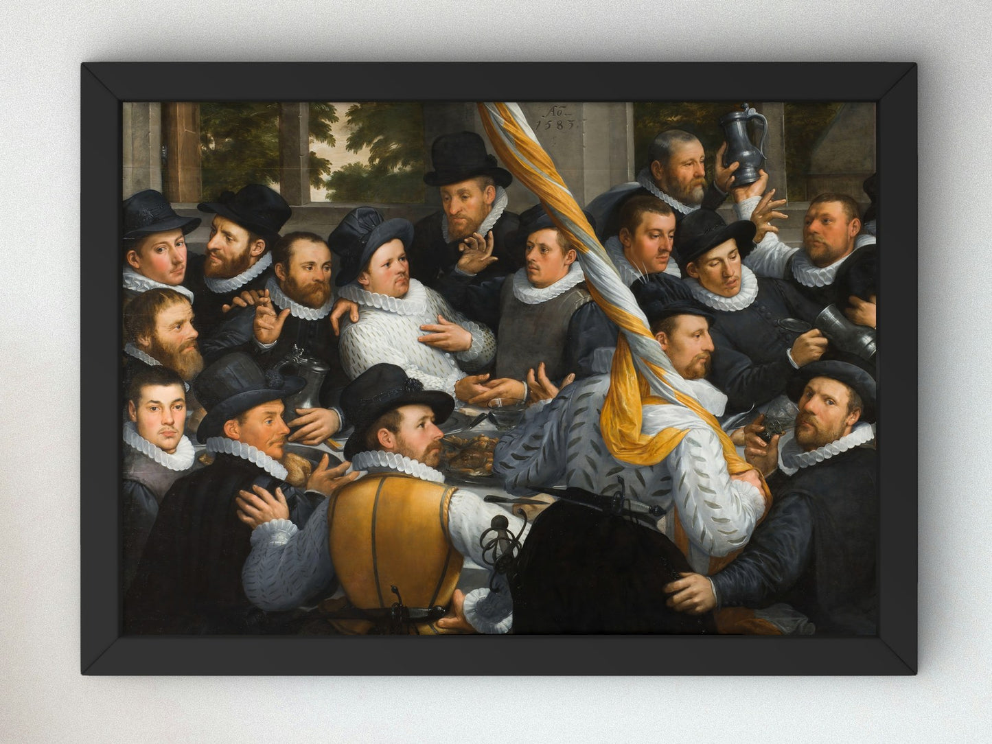 Banquet of Members of the Haarlem Calivermen Civic Guard by Cornelis Cornelisz van Haarlem 1583, Wall Art Print, Fine Art Reproduction