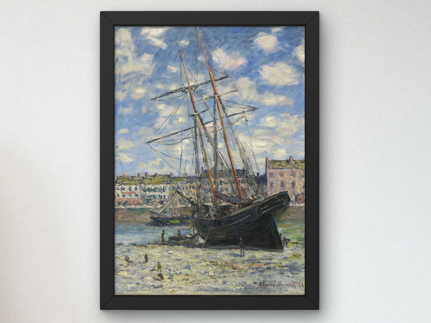 Boat Lying at Low Tide by Claude Monet 1881, Wall Art Print, Fine Art Reproduction, Museum Quality Decor, Poster