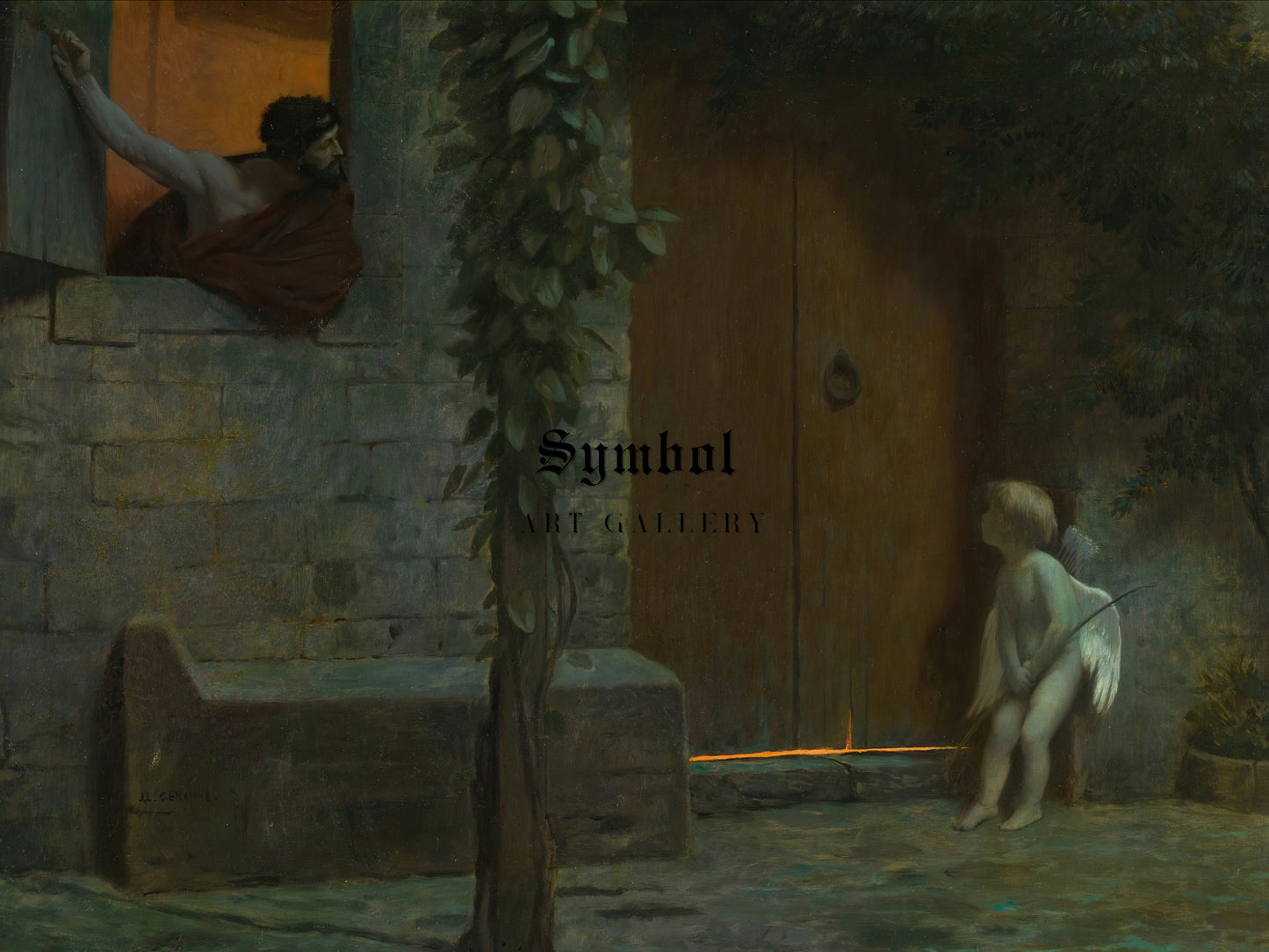 Cupid at the Door in a Rainstorm by Jean Léon Gérôme 1875, Wall Art Print, Fine Art Reproduction, Museum Quality Decor, Poster