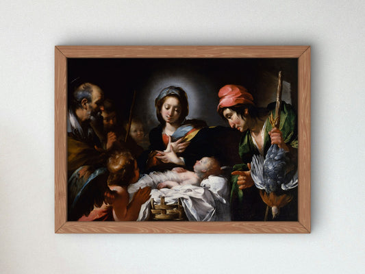 Adoration of the Shepherds by Bernardo Strozzi 1615, Wall Art Print, Fine Art Reproduction, Museum Quality Decor, Poster