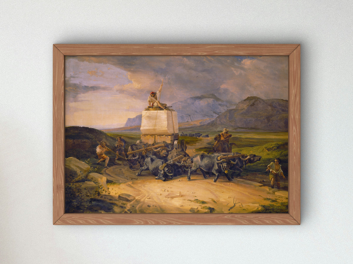 Buffaloes Dragging a Block of Marble by Friedrich von Nerly 1831, Wall Art Print, Fine Art Reproduction, Museum Quality Decor, Poster