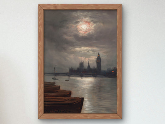 The Moonlit River by George Hyde Pownall, Wall Art Print, Fine Art Reproduction, Museum Quality Decor, Poster