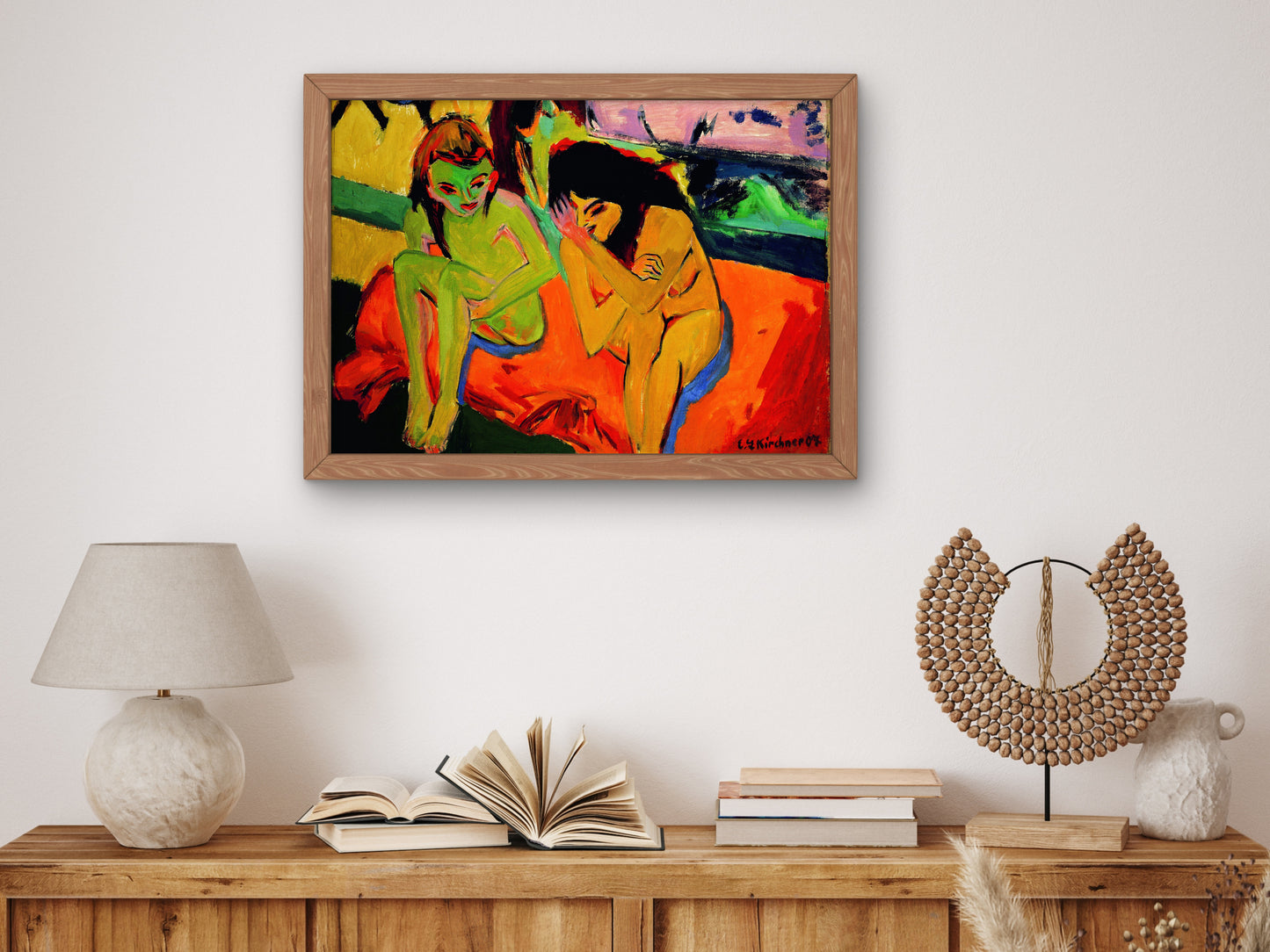 Two Girls by Ernst Ludwig Kirchner 1910, Wall Art Print, Fine Art Reproduction, Museum Quality Decor, Poster