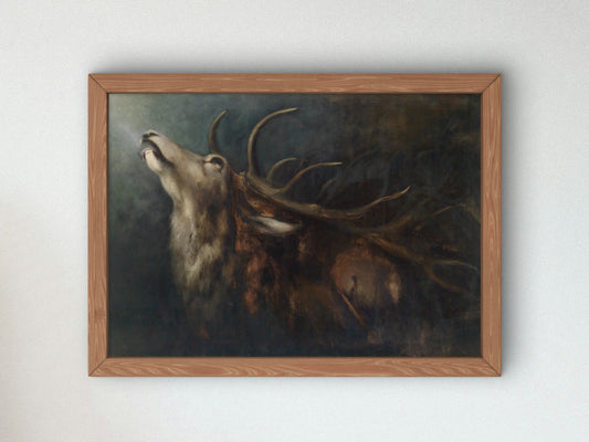 Dying Deer by Karl Wilhelm Diefenbach 1899, Wall Art Print, Fine Art Reproduction, Museum Quality Decor, Poster