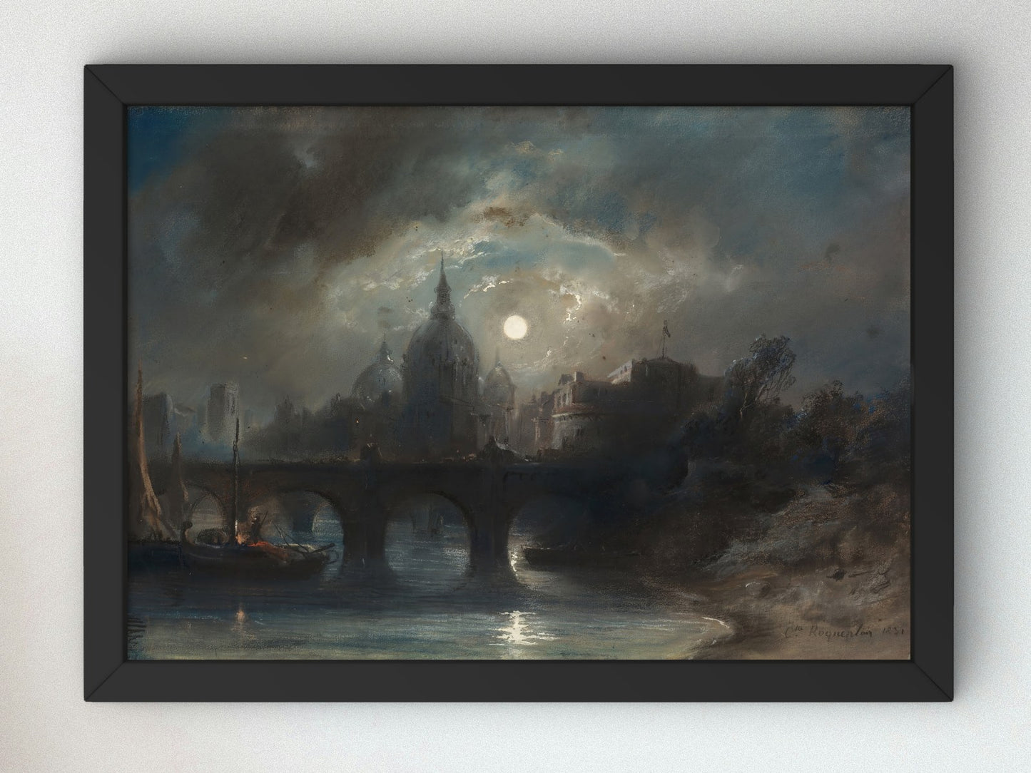 View of a City at Night by Camille Roqueplan 1831, Wall Art Print, Fine Art Reproduction, Museum Quality Decor, Poster