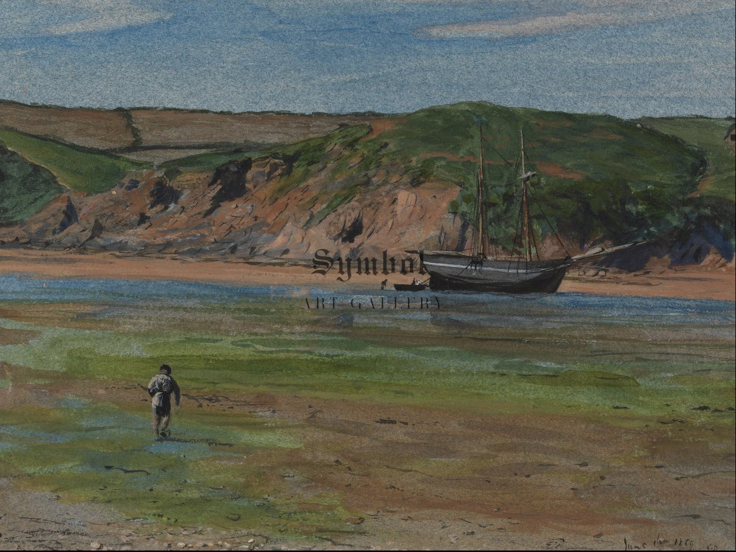 Devon River at Low Tide by Edward Thompson Davis 1859, Wall Art Print, Fine Art Reproduction, Museum Quality Decor, Poster